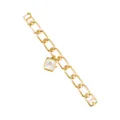 Reloj de mujer cuadrado dorado correa cadena calada diseño colgante reloj de pulsera - Caja Dorada Esfera Blanca