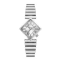 Reloj de mujer esfera cuadrada plateada cuarzo elegante pulsera metalica moda chic - Caja Plateada Esfera Blanca