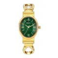 Yalalusi women gold watch with green oval dial, elegant bracelet wristwatch for ladies. - Gold Case Green Dial