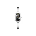 Elegante reloj de mujer de acero con correa fina esfera negra y bisel brillante. - Esfera negra plateada