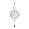 Orologio bracciale argentato da donna, decoro perla, orologio al quarzo di lusso con indici. - Cassa Argento Quadrante Bianco
