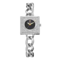 Yalalusi reloj mujer lujo esfera cuadrada diamante correa cadena moda cuarzo - Caja Plateada Esfera Negra
