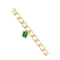 Reloj de pulsera con cadena hueca dorada y esfera cuadrada verde, reloj colgante elegante. - Caja Dorada - Esfera Verde