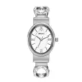 Elegant silver women quartz watch with oval dial crystal bracelet luxury fashion gift - Silver Case White Face