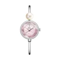 Yalalusi elegante orologio bracciale donna con perla decor, quadrante rosa chic quarzo. - Cassa Argento Quadrante Rosa