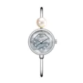 Elegante orologio da polso al quarzo da donna con decorazione di perle e quadrante in madreperla. - Cassa Argento Quadrante Nero