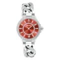Yalalusi reloj cuarzo mujer moda casual cristal pavimentado esfera roja pulsera de cadena - Caja Plateada Esfera Roja