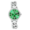 Yalalusi reloj mujer de cuarzo esfera verde pedreria elegante moda casual pulsera - Caja Plateada Esfera Verde