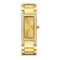 Elegante reloj de cuarzo rectangular dorado con bisel de strass y pulsera de moda. - Esfera Dorada (Dorado)