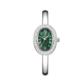 Women Bracelet Quartz Watch Vintage Oval Green Dial Luxury Elegant Dress Wristwatch - Silver Green Dial