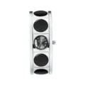 Yalalusi wide cuff bangle quartz watch for women with black circular inserts and round dial. - Silver Case Black Face