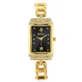 Reloj de cuarzo dorado para mujer esfera cuadrada negra con diamantes de imitacion - Caja Dorada Esfera Negra