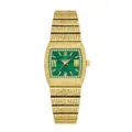Reloj de cuarzo dorado para mujer con esfera verde números romanos fecha y correa. - Caja Dorada - Esfera Verde
