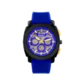 Men sports quartz watch with blue silicone strap big dial chronograph business style - Black Case Blue Dial