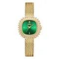 Reloj de cuarzo dorado para mujer esfera verde bisel con circonitas malla estilo vintage - Caja Dorada Esfera Verde