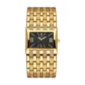 Reloj de mujer de lujo Yalalusi esfera cuadrada con diamantes y correa de eslabones dorados. - Caja Dorada Esfera Negra