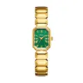 Montre quartz dorée pour femme avec cadran vert, bracelet géométrique élégant. - Boîtier Or - Cadran Vert