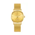 Reloj de cuarzo dorado de lujo para mujer con correa de malla de acero inoxidable. - Caja Dorada Esfera Dorada (Mujer)