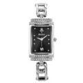 Yalalusi women fashion square quartz watch luxury rhinestone crystal bracelet wristwatch SKU - Silver Case Black Face