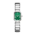 Montre quartz pour femme avec cadran vert et bracelet en métal argenté facetté élégante - Boîtier Argent Cadran Vert