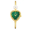 Reloj pulsera perla esfera verde en forma de corazón Yalalusi para mujer elegante reloj oro - Caja Dorada Esfera Verde