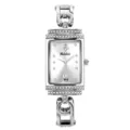 Yalalusi luxury rectangular quartz women watch with rhinestones and elegant chain bracelet design - Silver Case White Face