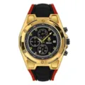 Reloj Hombre Cuarzo Lujo Oro Correa Silicona Deporte Cronografo Impermeable Top - Caja Dorada Esfera Negra