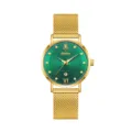 Reloj cuarzo mujer dorado esfera verde correa malla lujo elegante reloj pulsera fecha - Caja Dorada Esfera Verde (Mujer)