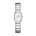 Montre quartz femme bracelet metal argente facette cadran rectangulaire blanc elegante tendance - Boîtier Argent Cadran Blanc