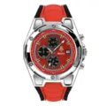 Reloj deportivo de cuarzo para hombre con correa de silicona roja y caja de acero. - Caja Plateada Esfera Roja