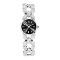 Yalalusi orologio quarzo donna bracciale maglia foglia argento quadrante nero elegante - Cassa Argento Quadrante Nero