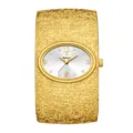 Reloj pulsera brazalete mujer oro de lujo con esfera ovalada y correa texturizada cuarzo - Caja Dorada Esfera Blanca