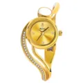 Reloj pulsera dorado para mujer, elegante diseño curvo con pedrería brillante. - Caja Dorada Esfera Dorada