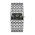 Reloj de mujer Yalalusi cuadrado de lujo con correa de metal con strass y esfera negra. - Caja Plateada Esfera Negra