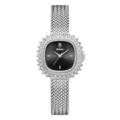 Reloj cuarzo mujer Yalalusi bisel cristal correa malla plateada lujo vintage dama - Caja Plateada Esfera Negra