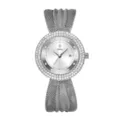 Reloj mujer plateado bisel cristal esfera diamante pulsera metalica malla elegante - Caja plateada - esfera blanca (pequeña)
