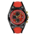 Reloj cuarzo hombre deportivo correa silicona rojo negro cronografo seis agujas. - Caja Negra Esfera Roja
