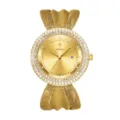 Luxury gold women watch with crystal bezel and unique mesh strap elegant wristwatch for ladies - Gold Case - Gold Dial (Large)