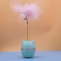 Juguete interactivo para gatos balancín con pluma y cascabel para gatito mascota - Azul cielo