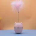 Bonito juguete de vaso para gatos rosa con varita de plumas, interactivo. - Rosa