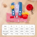 Conjunto de arnés y correa para perro, diseño de cuadros rojos y mezclilla con parche, chaleco ajustable. - XS / Arnés + Correa / Rojo Patatas