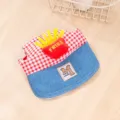 Lindo arnés de mezclilla para mascotas con papas fritas, correa de pecho cómoda. - M (gorro talla única) / Sombrero / Gorro de patatas fritas rojas
