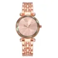 Reloj de cuarzo para mujer oro rosa Yalalusi con cristal facetado y pulsera metal - Caja de oro rosa - esfera rosa