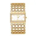 Lujo reloj mujer pedrería dorado esfera rectangular pulsera lazo cuarzo elegante - Caja Dorada Esfera Blanca