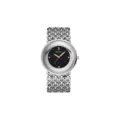 Yalalusi minimalist women quartz watch with hollow mesh strap and classic black round dial. - Silver Case with Rhinestones and Black Dial