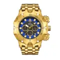 Luxury gold men's watch with blue dial, chronograph multifunctional quartz design. - Gold Case Red Dial