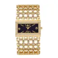 Reloj de mujer de lujo de oro y diamantes con esfera rectangular y correa de cadena. - Caja dorada - Esfera cielo estrellado