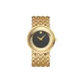 Gold luxury women watch with black dial and stylish chain strap for elegant daily wear. - Gold Case Black Dial