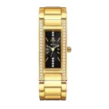 Elegante reloj de cuarzo dorado para mujer con brillantes estrases y esfera negra elegante. - Esfera Negra Dorada