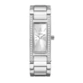Reloj de cuarzo para mujer de acero inoxidable plateado con pedrería brillante y pulsera. - Plateado Blanco